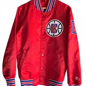 Starter Los Angeles Clippers Red Satin Varsity Jacket Size S